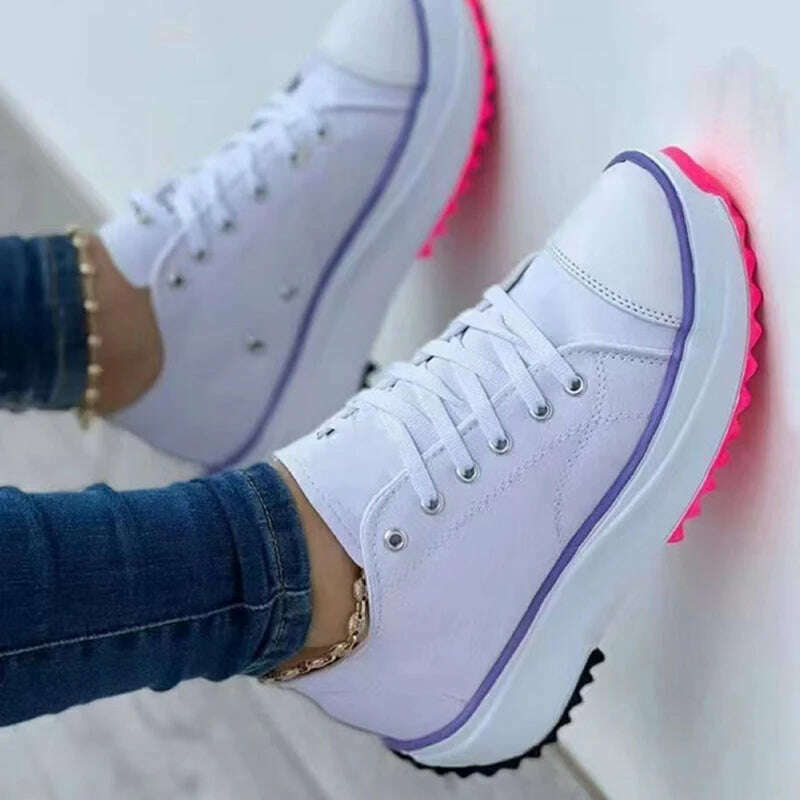 KIMLUD, 2023 Woman Platform Sneakers Women Casual Shoes Female Canvas Shoes Tennis Ladies Shoes Chunky Sneakers Lace Up Shoe Plus Size, KIMLUD Womens Clothes