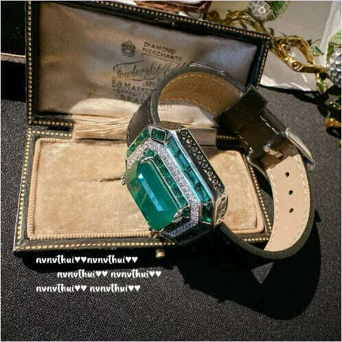 KIMLUD, 2023 Women earrings Columbia Gem Bracelet Vintage Plated 18K Gold Malachite Green Zircon Dragonfly brooch, KIMLUD Womens Clothes