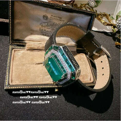 KIMLUD, 2023 Women earrings Columbia Gem Bracelet Vintage Plated 18K Gold Malachite Green Zircon Dragonfly brooch, bracelet, KIMLUD APPAREL - Womens Clothes