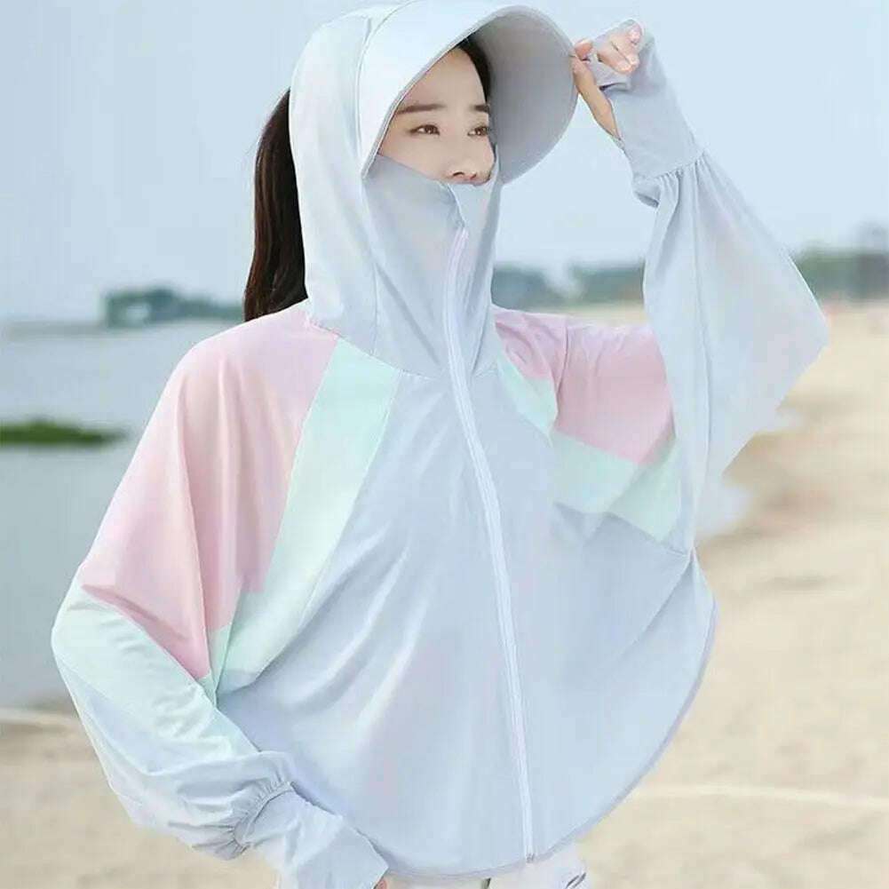 KIMLUD, 2023 Women Sunscreen Hat Ice Silk Clothing Summer Big Coat Protection Hat Shirt Clothing Edge Short UV With Sun Size Outdoo M4R4, KIMLUD Womens Clothes