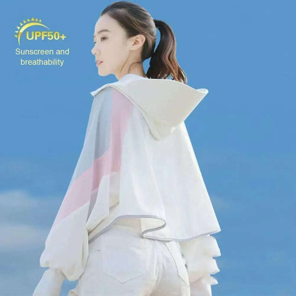 KIMLUD, 2023 Women Sunscreen Hat Ice Silk Clothing Summer Big Coat Protection Hat Shirt Clothing Edge Short UV With Sun Size Outdoo M4R4, KIMLUD Womens Clothes