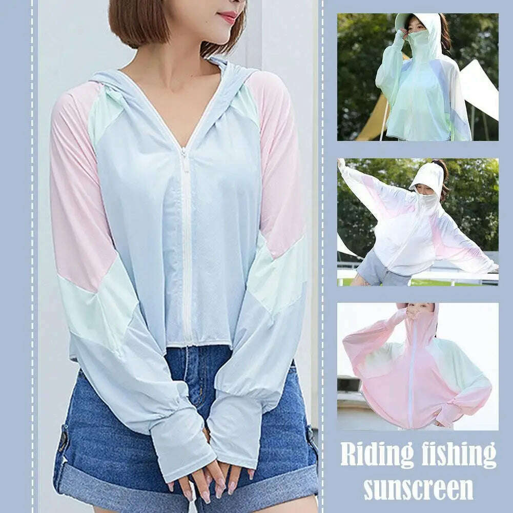 KIMLUD, 2023 Women Sunscreen Hat Ice Silk Clothing Summer Big Coat Protection Hat Shirt Clothing Edge Short UV With Sun Size Outdoo M4R4, KIMLUD Womens Clothes