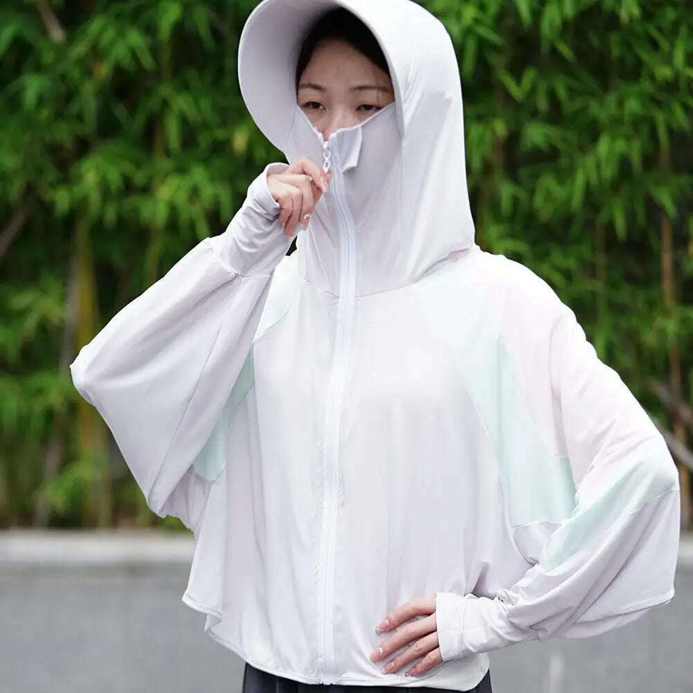 KIMLUD, 2023 Women Sunscreen Hat Ice Silk Clothing Summer Big Coat Protection Hat Shirt Clothing Edge Short UV With Sun Size Outdoo M4R4, KIMLUD Womens Clothes