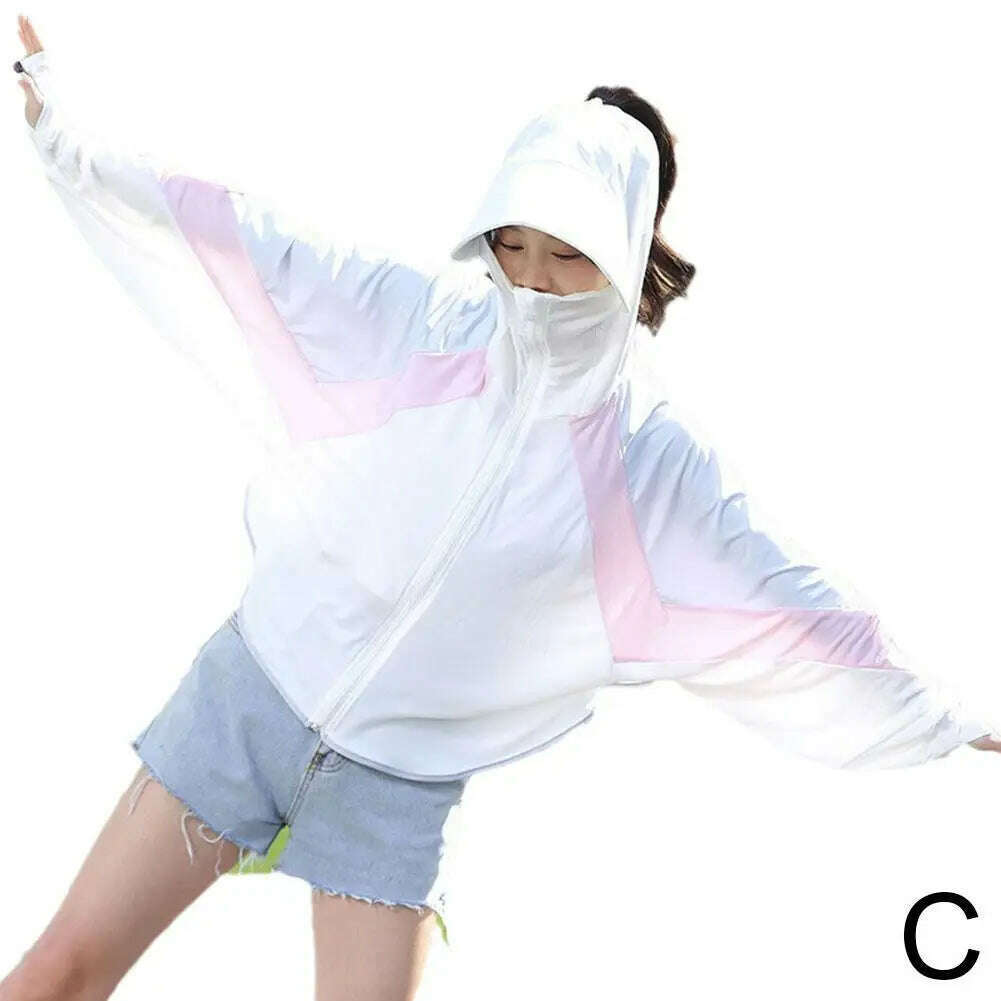 KIMLUD, 2023 Women Sunscreen Hat Ice Silk Clothing Summer Big Coat Protection Hat Shirt Clothing Edge Short UV With Sun Size Outdoo M4R4, C / China, KIMLUD APPAREL - Womens Clothes