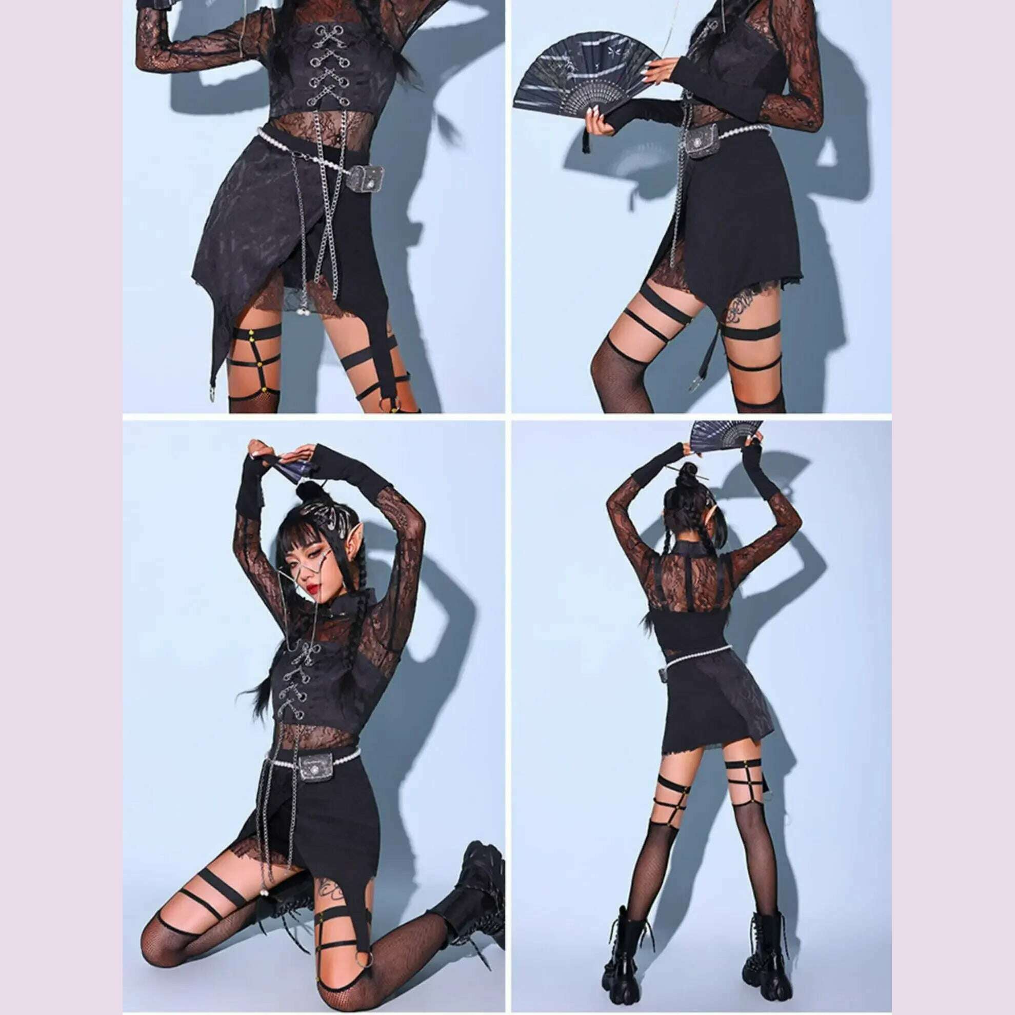 KIMLUD, 2023New Jazz Dance Costume Women Sexy White Lace Gogo Dancer Outfit Hip Hop Clothes Korean Singer Stage Costume Dj Ds Rave Wear, KIMLUD Womens Clothes