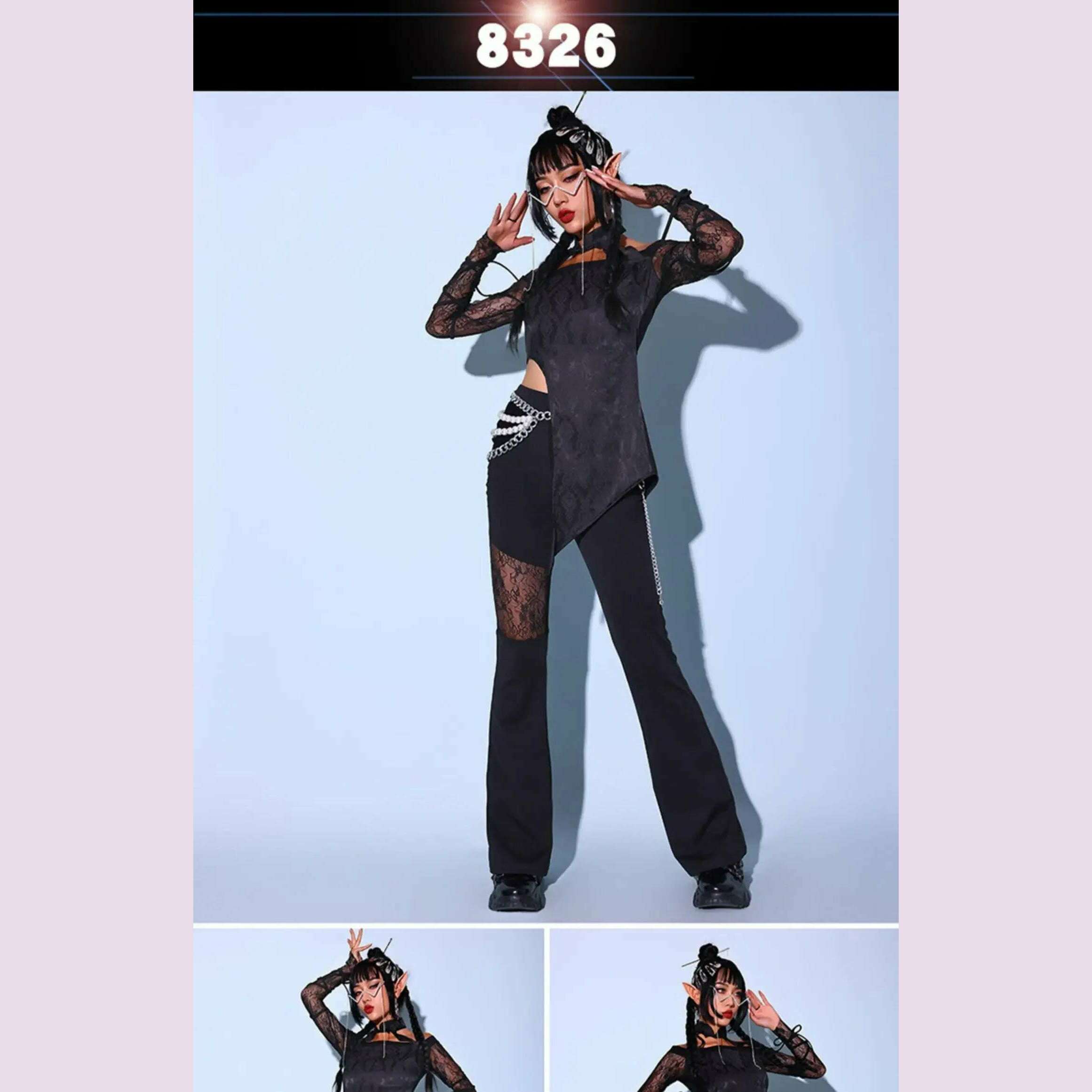 KIMLUD, 2023New Jazz Dance Costume Women Sexy White Lace Gogo Dancer Outfit Hip Hop Clothes Korean Singer Stage Costume Dj Ds Rave Wear, KIMLUD Womens Clothes