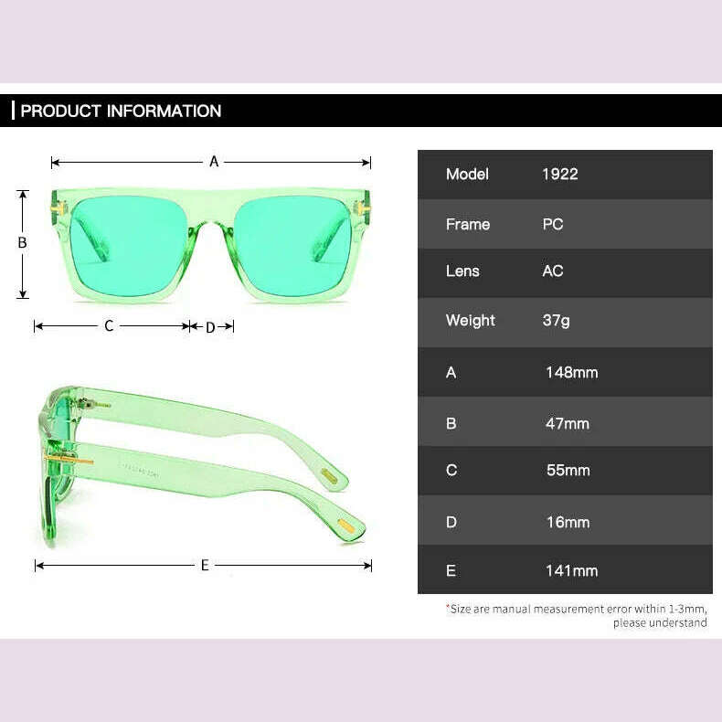 KIMLUD, 2024 Fashion Cool High Quality Square Style Tom Sunglasses Men/Women Vintage Pop ins Sun Glasses Oculos De Sol, KIMLUD Womens Clothes