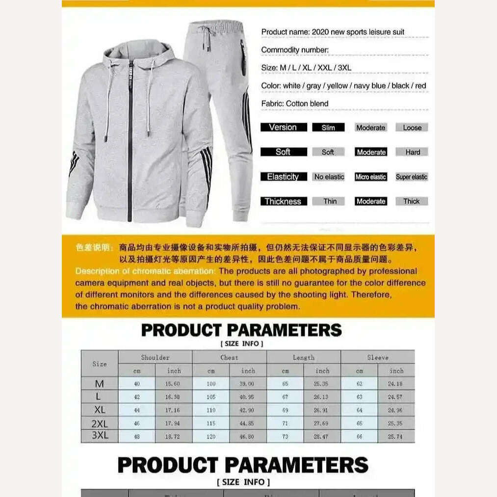 2024 Fashion Men's Sports Wear Designer Masked Sweatshirt+Jogging Pants High quality Fitness and Sports Wear Casual Sports Zippe - KIMLUD
