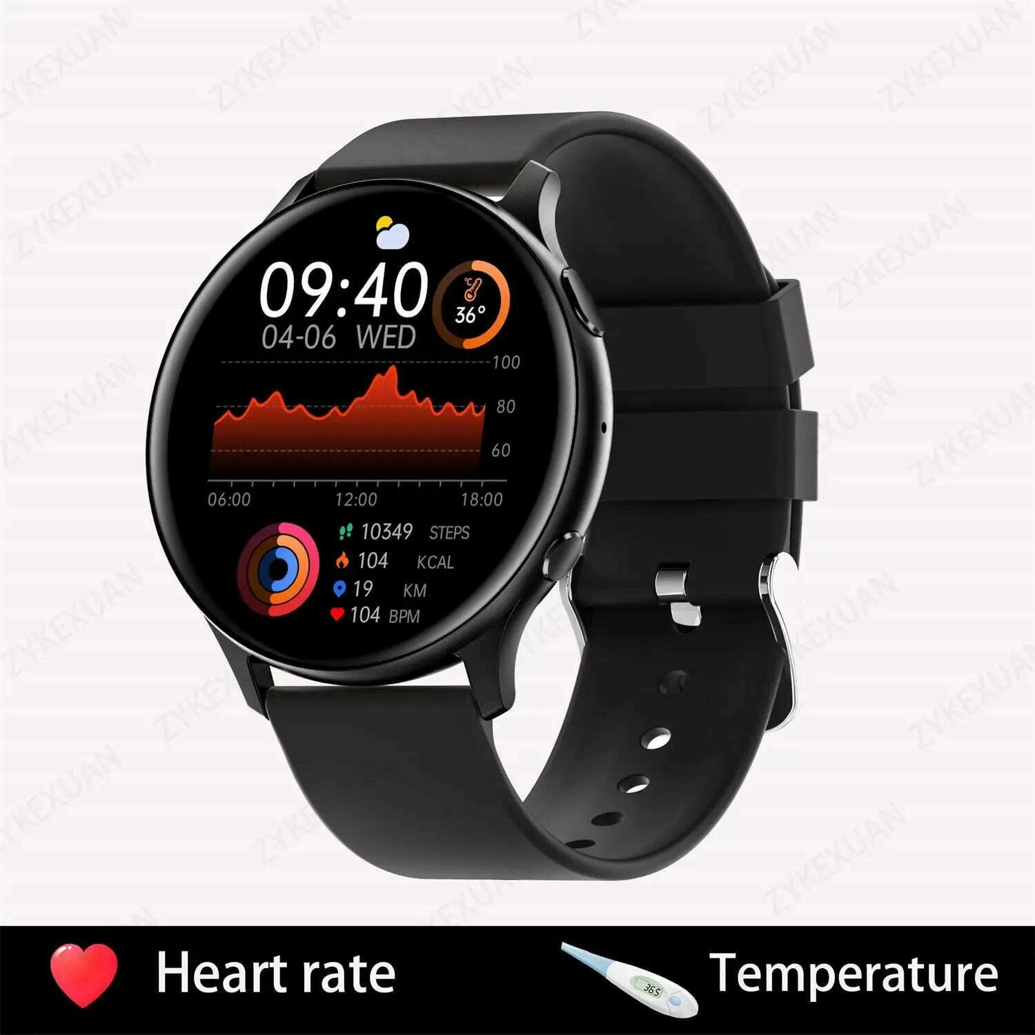 KIMLUD, 2024 Fashion Smart Watch Ladies Heart Rate Blood Pressure Custom Dial Sport Fitness Watch Men Woman Waterproof Smartwatch Women, black, KIMLUD Womens Clothes