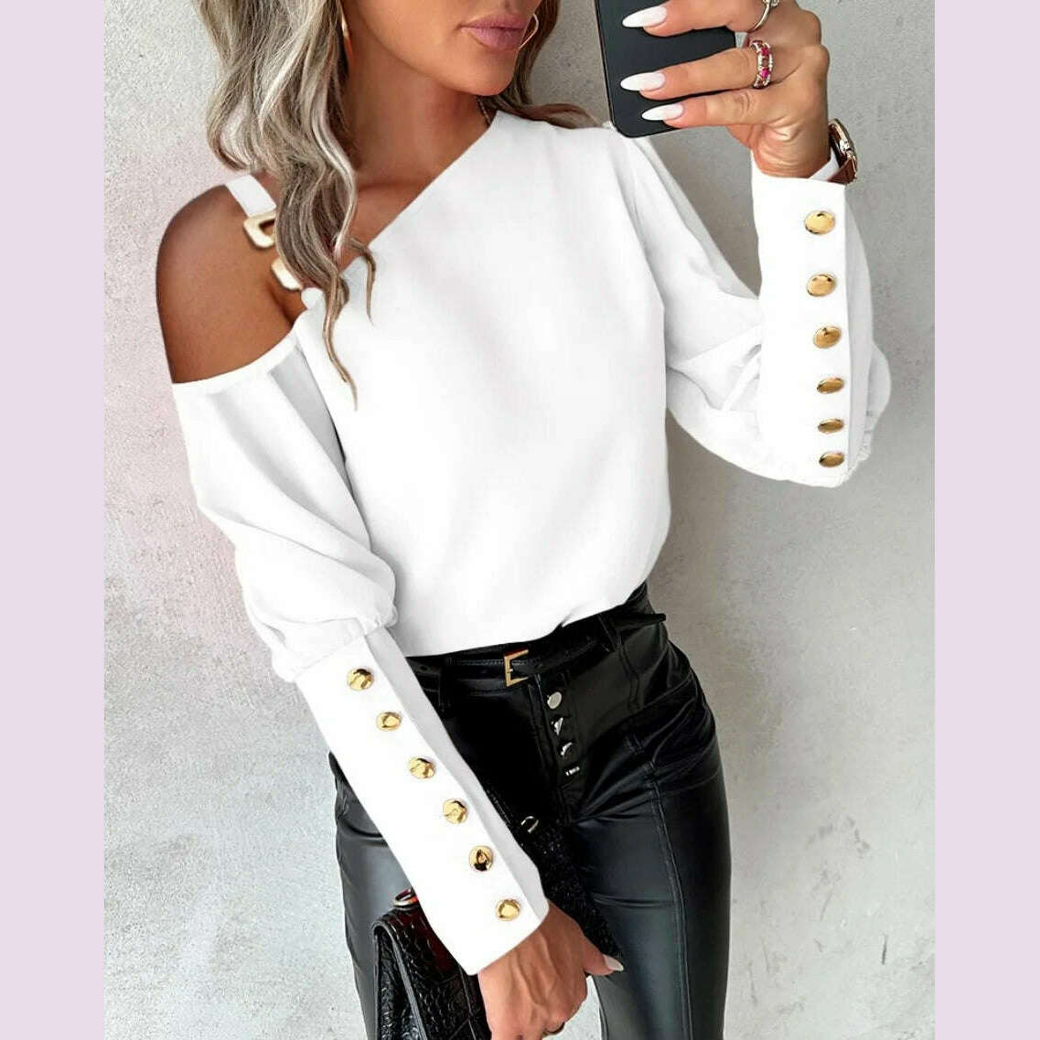 2024 Fashion V-neck Long Sleeve Lace Women Blouse Autumn Hollow Out Elegant Tops Office Lady Vintage Shirt Blouses Women Blouse - KIMLUD