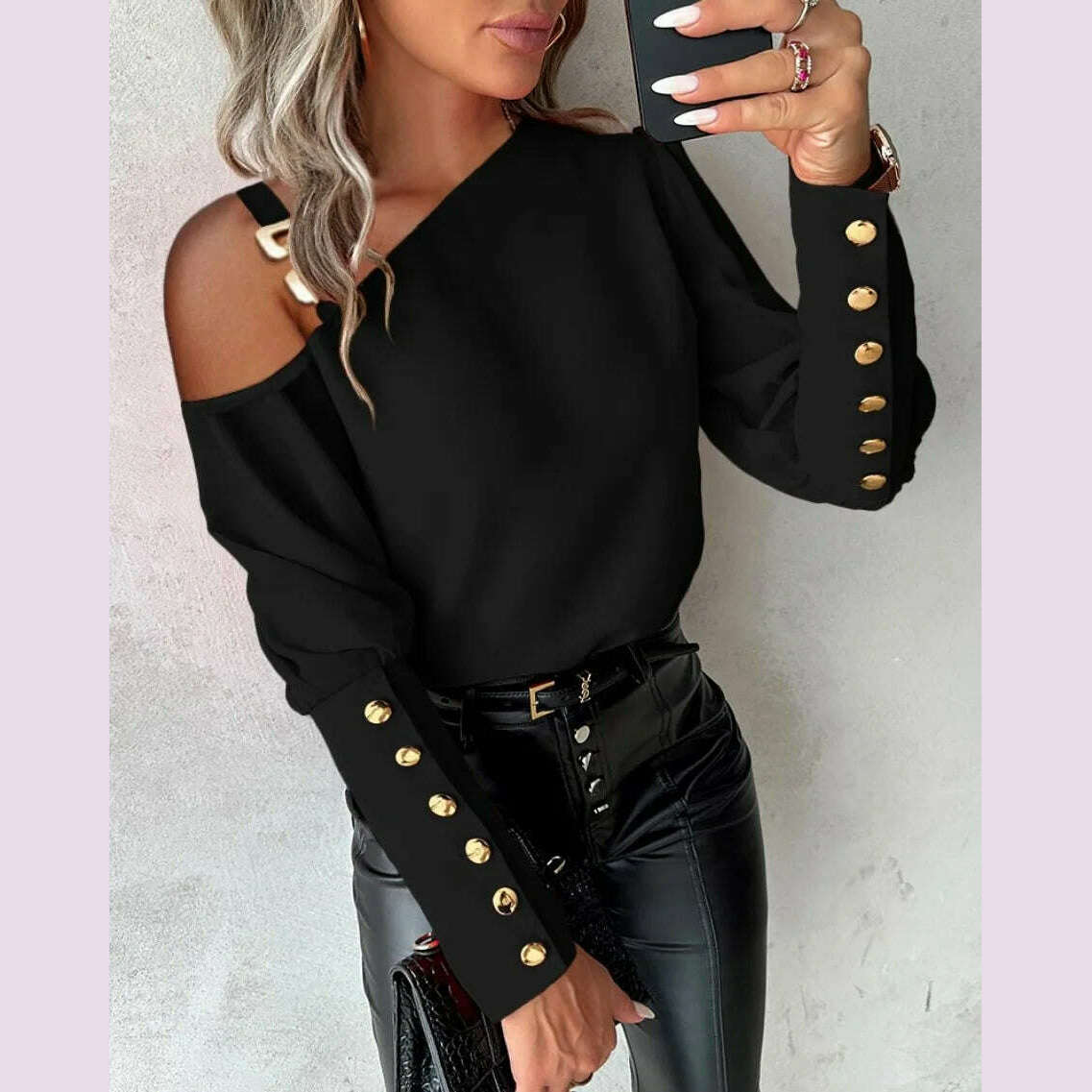 2024 Fashion V-neck Long Sleeve Lace Women Blouse Autumn Hollow Out Elegant Tops Office Lady Vintage Shirt Blouses Women Blouse - KIMLUD