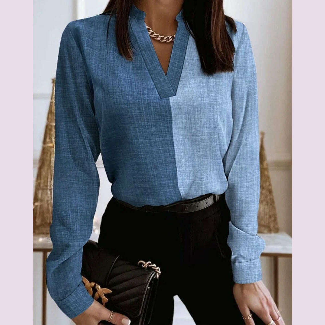 2024 Fashion V-neck Long Sleeve Lace Women Blouse Autumn Hollow Out Elegant Tops Office Lady Vintage Shirt Blouses Women Blouse - KIMLUD