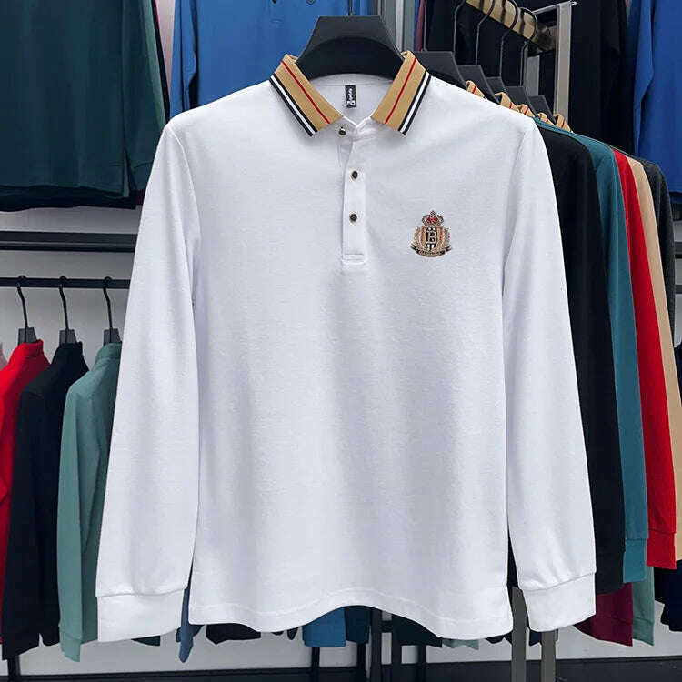 2024 High End Brand Men's Spring New Exquisite Embroidered Silk Polo Shirt Trend Casual Comfortable Lapel T-Shirt Top Men's Wear - KIMLUD