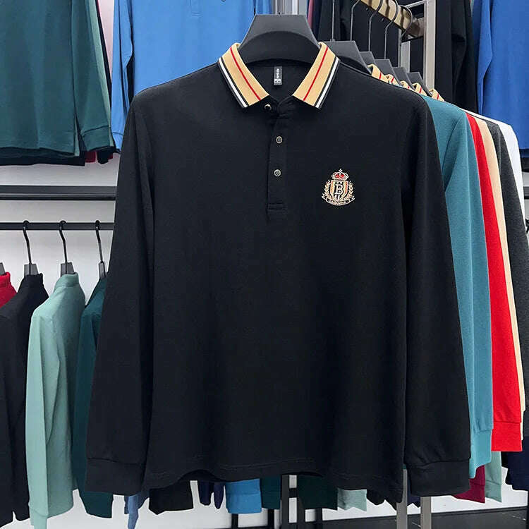 2024 High End Brand Men's Spring New Exquisite Embroidered Silk Polo Shirt Trend Casual Comfortable Lapel T-Shirt Top Men's Wear - KIMLUD