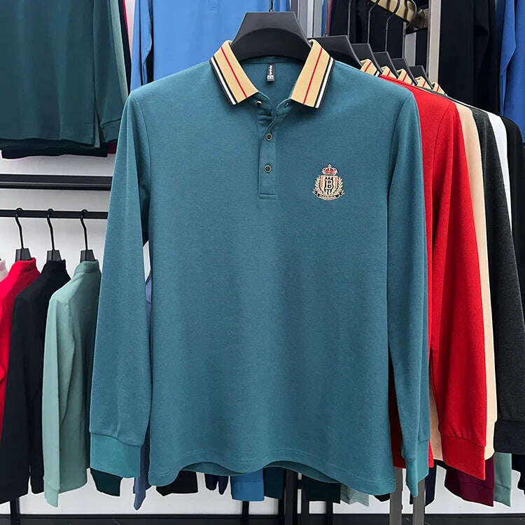 2024 High End Brand Men's Spring New Exquisite Embroidered Silk Polo Shirt Trend Casual Comfortable Lapel T-Shirt Top Men's Wear - KIMLUD