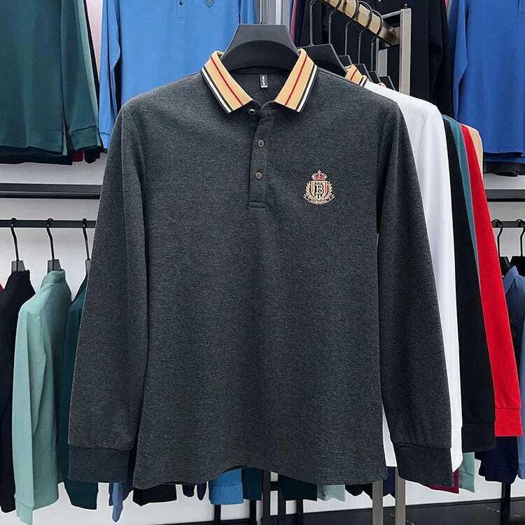 2024 High End Brand Men's Spring New Exquisite Embroidered Silk Polo Shirt Trend Casual Comfortable Lapel T-Shirt Top Men's Wear - KIMLUD