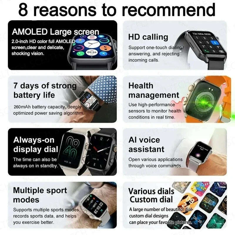 KIMLUD, 2024 HK9 Pro MAX Smart Watch 9 Mens Women AMOLED HD Screen Heart Rate Blood Pressure NFC Bluetooth Call Smartwatch For Sport, KIMLUD Womens Clothes