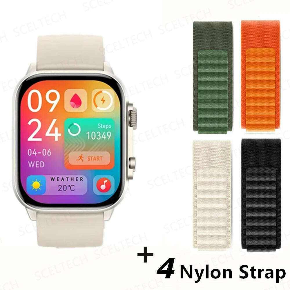 KIMLUD, 2024 HK9 Pro MAX Smart Watch 9 Mens Women AMOLED HD Screen Heart Rate Blood Pressure NFC Bluetooth Call Smartwatch For Sport, WhiteHY-4GS, KIMLUD Womens Clothes