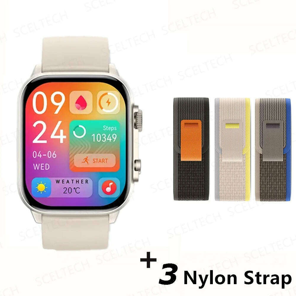 KIMLUD, 2024 HK9 Pro MAX Smart Watch 9 Mens Women AMOLED HD Screen Heart Rate Blood Pressure NFC Bluetooth Call Smartwatch For Sport, WhiteHY-3YJ, KIMLUD Womens Clothes