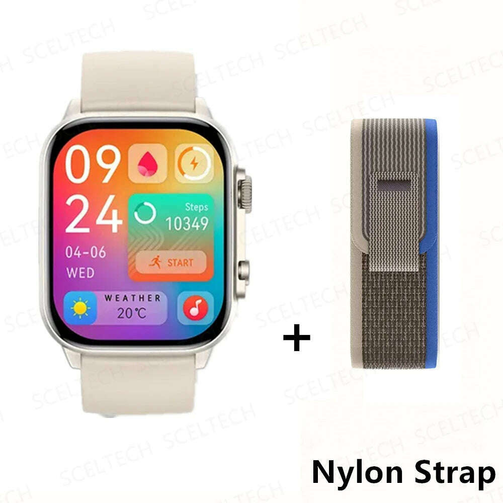 KIMLUD, 2024 HK9 Pro MAX Smart Watch 9 Mens Women AMOLED HD Screen Heart Rate Blood Pressure NFC Bluetooth Call Smartwatch For Sport, WhiteHY-BlueYJ, KIMLUD Womens Clothes