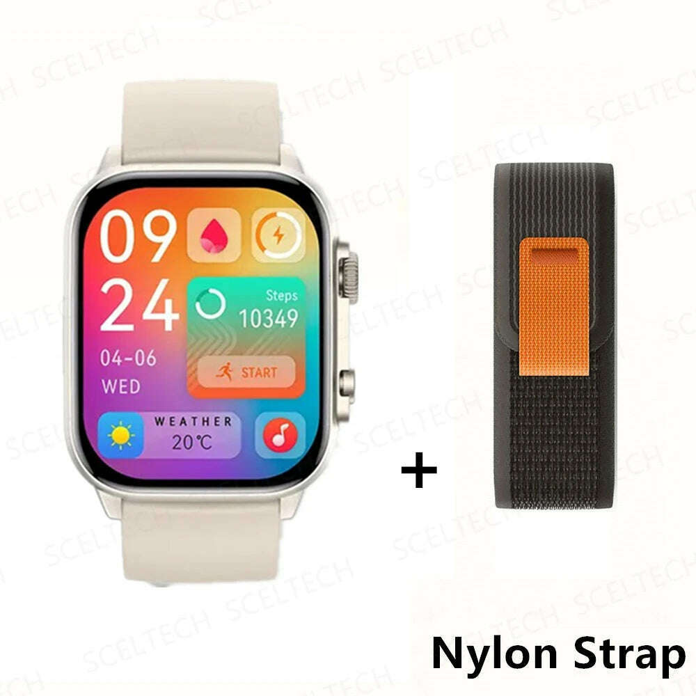 KIMLUD, 2024 HK9 Pro MAX Smart Watch 9 Mens Women AMOLED HD Screen Heart Rate Blood Pressure NFC Bluetooth Call Smartwatch For Sport, WhiteHY-BlackYJ, KIMLUD Womens Clothes
