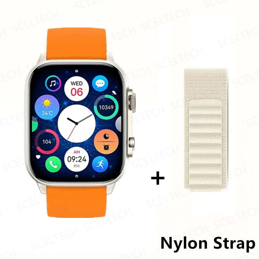 KIMLUD, 2024 HK9 Pro MAX Smart Watch 9 Mens Women AMOLED HD Screen Heart Rate Blood Pressure NFC Bluetooth Call Smartwatch For Sport, GoldHY-WhiteGS, KIMLUD Womens Clothes