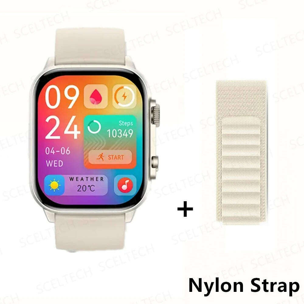 KIMLUD, 2024 HK9 Pro MAX Smart Watch 9 Mens Women AMOLED HD Screen Heart Rate Blood Pressure NFC Bluetooth Call Smartwatch For Sport, WhiteHY-WhiteGS, KIMLUD Womens Clothes