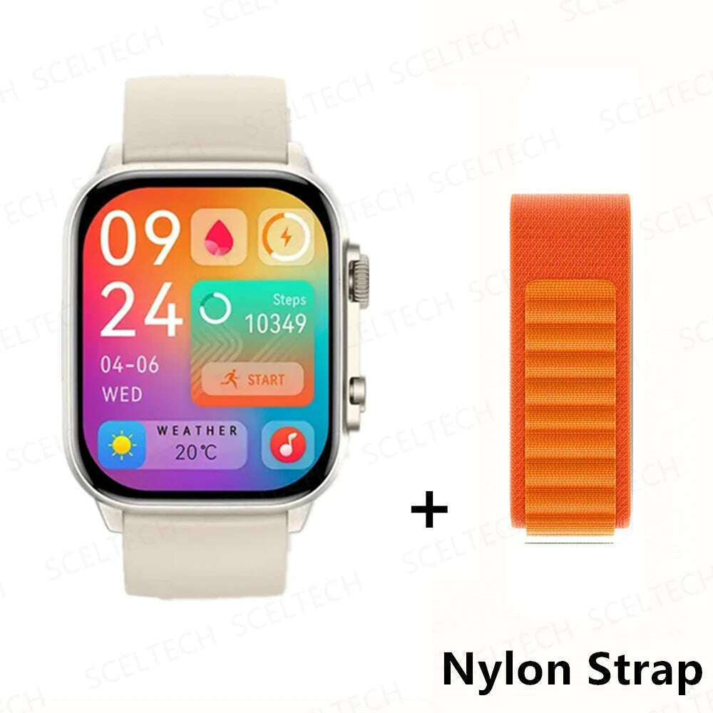 KIMLUD, 2024 HK9 Pro MAX Smart Watch 9 Mens Women AMOLED HD Screen Heart Rate Blood Pressure NFC Bluetooth Call Smartwatch For Sport, WhiteHY-GoldGS, KIMLUD Womens Clothes