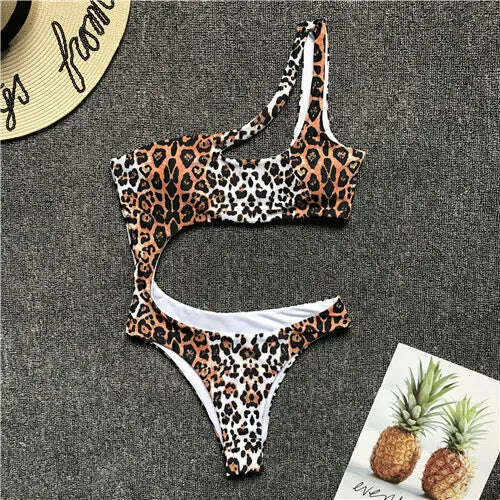 KIMLUD, 2024 Hot Backless One Piece Swimwear Women Badpak Dames Monokini Swimsuit Sexy Tankini Biquini Mayokini Trikini Maillot De Bain, Leopard pattern / S, KIMLUD Womens Clothes