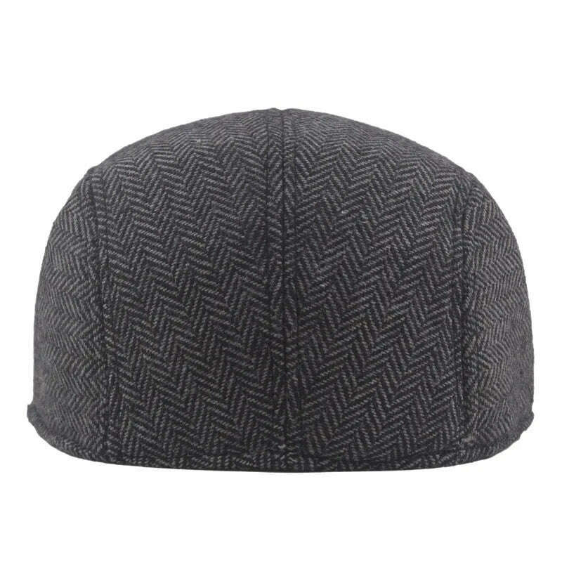 2024 Men's Cotton Plaid Berets Caps for Men Women Middle-Aged Autumn Winter Hats Boina Herringbone Newsboy Baker Tweed Boy Hat - KIMLUD