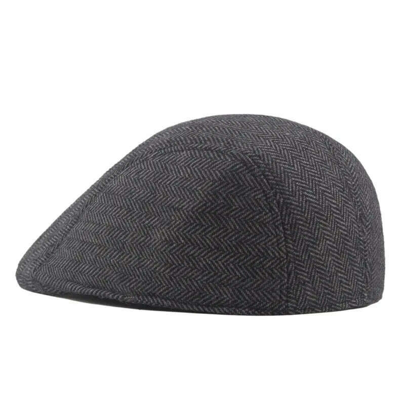 2024 Men's Cotton Plaid Berets Caps for Men Women Middle-Aged Autumn Winter Hats Boina Herringbone Newsboy Baker Tweed Boy Hat - KIMLUD