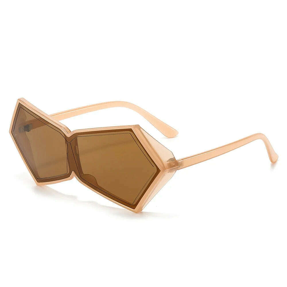 2024 New Fashion Vintage Punk One Piece Sunglasses Women Oversized One Piece Sun Glasses Female Geometric Shades Female Oculos - KIMLUD