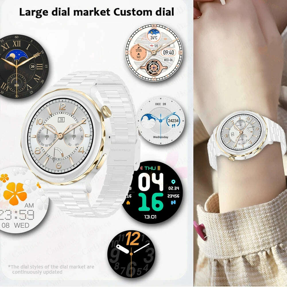 KIMLUD, 2024 New Fashion Women Smart Watch Heart Rate GPS Sport Fitness Watch Waterproof Voice Call AMOLED Smart Watch For Android IOS, KIMLUD Womens Clothes
