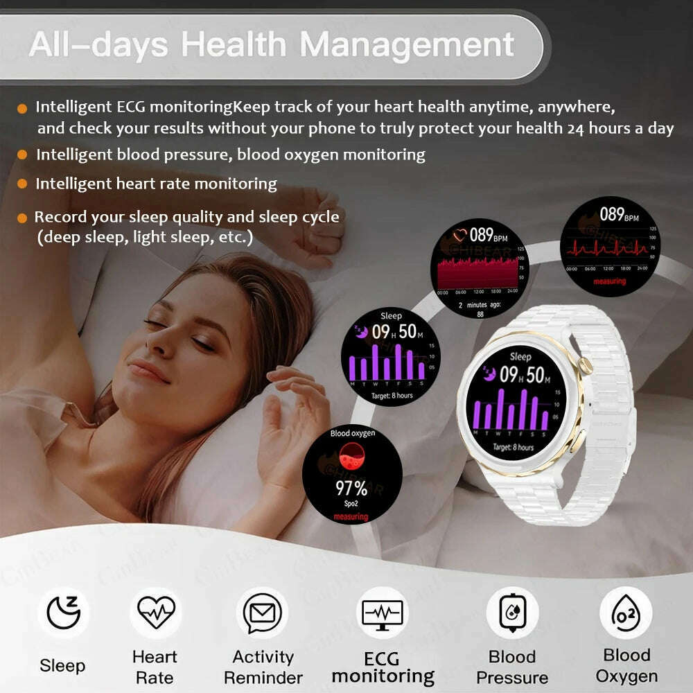 KIMLUD, 2024 New Fashion Women Smart Watch Heart Rate GPS Sport Fitness Watch Waterproof Voice Call AMOLED Smart Watch For Android IOS, KIMLUD Womens Clothes