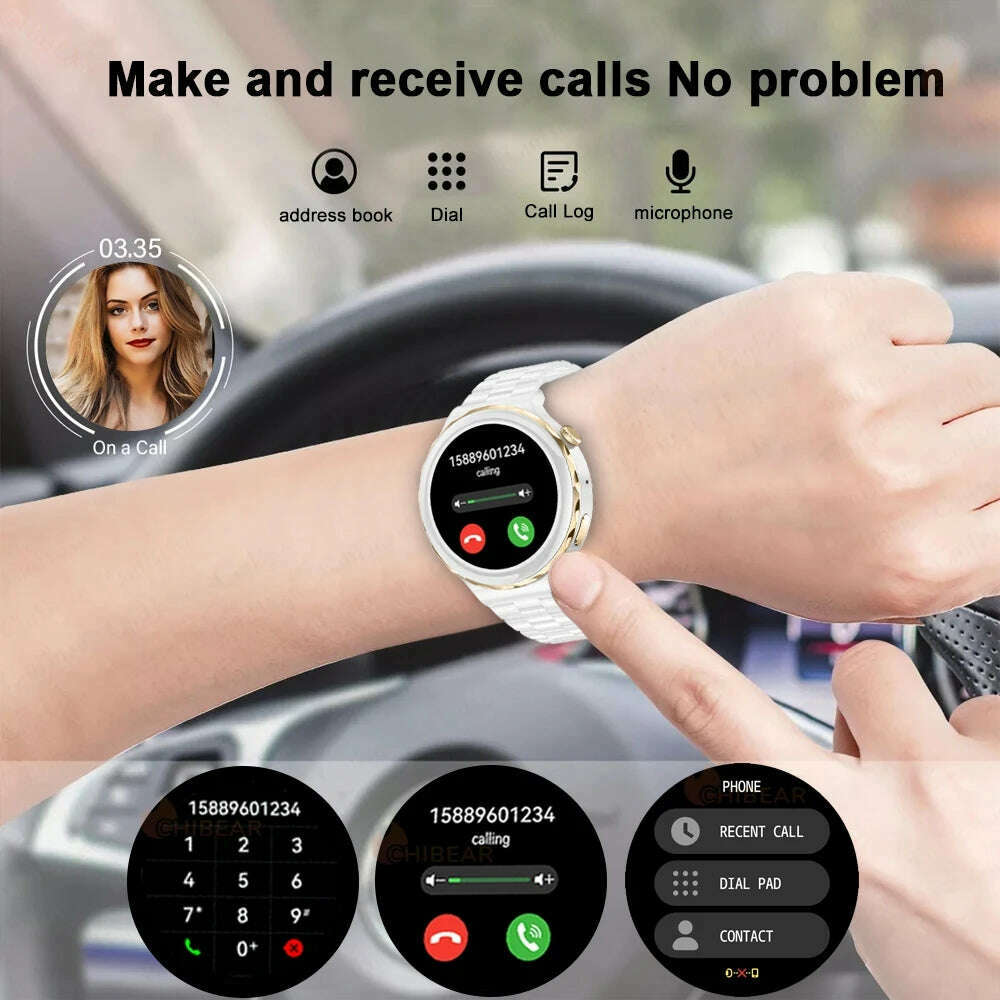 KIMLUD, 2024 New Fashion Women Smart Watch Heart Rate GPS Sport Fitness Watch Waterproof Voice Call AMOLED Smart Watch For Android IOS, KIMLUD Womens Clothes