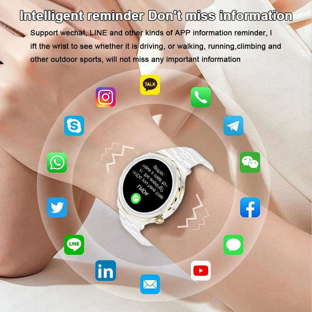 KIMLUD, 2024 New Fashion Women Smart Watch Heart Rate GPS Sport Fitness Watch Waterproof Voice Call AMOLED Smart Watch For Android IOS, KIMLUD Womens Clothes