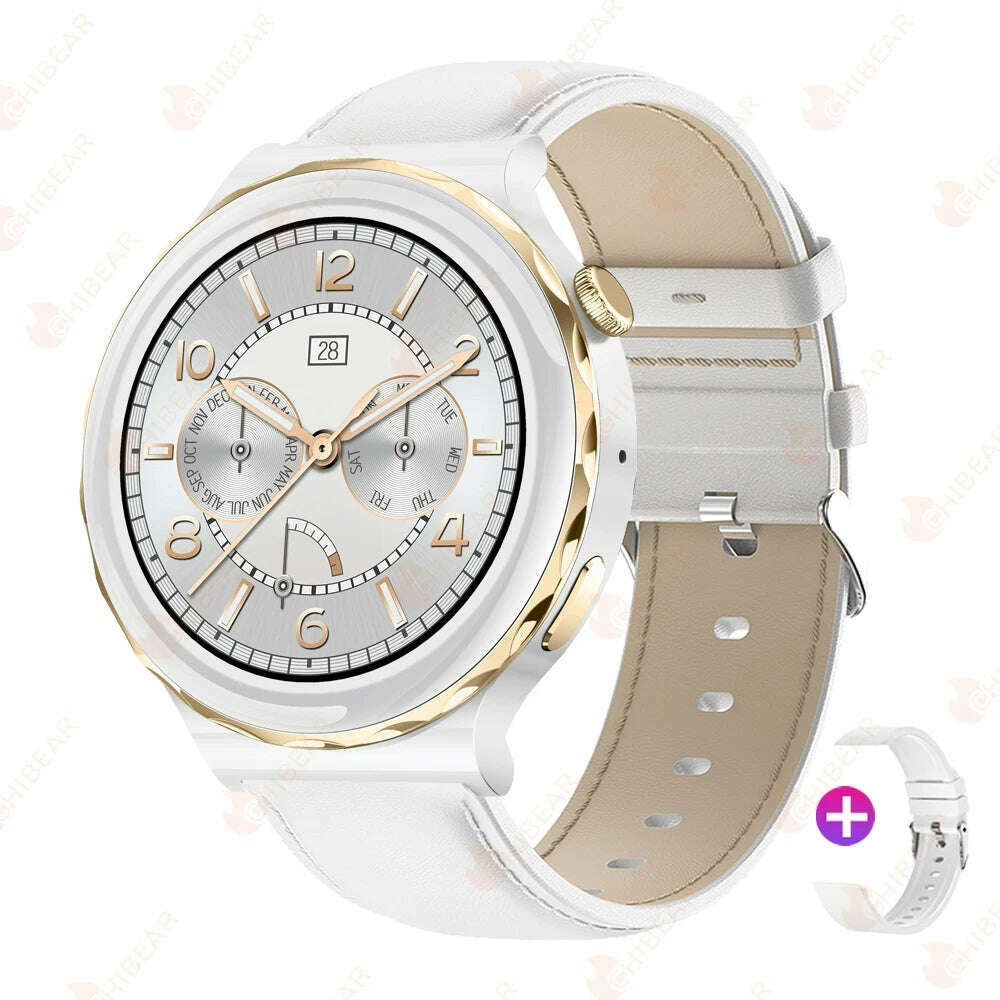 KIMLUD, 2024 New Fashion Women Smart Watch Heart Rate GPS Sport Fitness Watch Waterproof Voice Call AMOLED Smart Watch For Android IOS, white belt 1, KIMLUD Womens Clothes