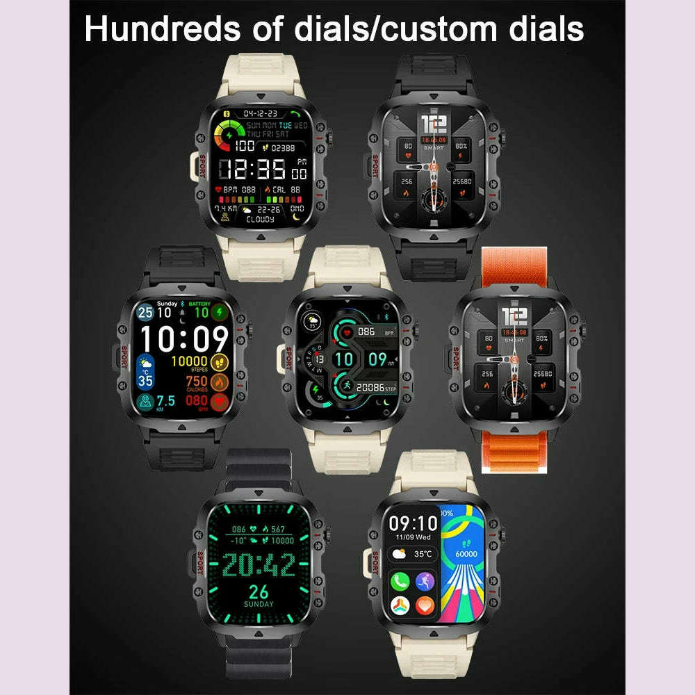 KIMLUD, 2024 New For Xiaomi 1.96" Bluetooth Call Military Smart Watch Men 5ATM Outdoor Sports Fitness Tracker Health Monitor Smartwatch, KIMLUD Womens Clothes
