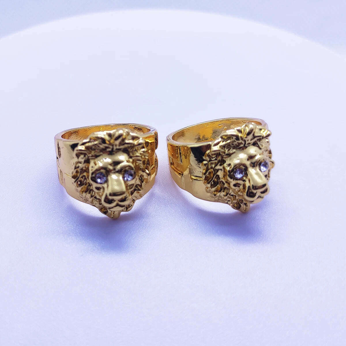 KIMLUD, 2024 New Golden Lion Head Rings Stainless Steel Boy Band Party Gothic Lion Domineering Men's Ring Golden Ring Unisex Jewelry, KIMLUD Womens Clothes