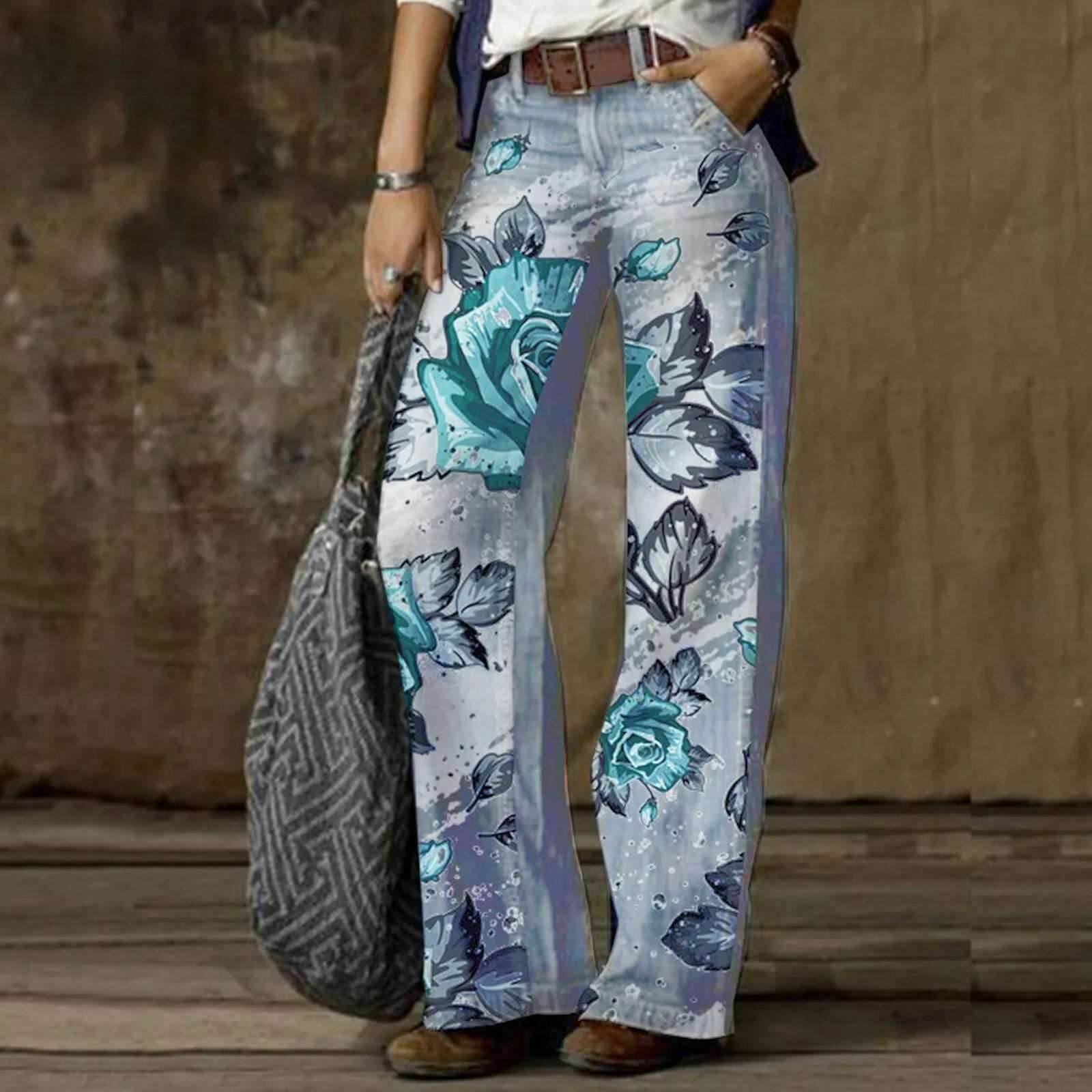 2024 New In High Waist Denim Pants Women Casual Loose Wide Leg Jeans Y2K Streetwear Harajuku Printed Boyfriend Jeans For Womens - KIMLUD