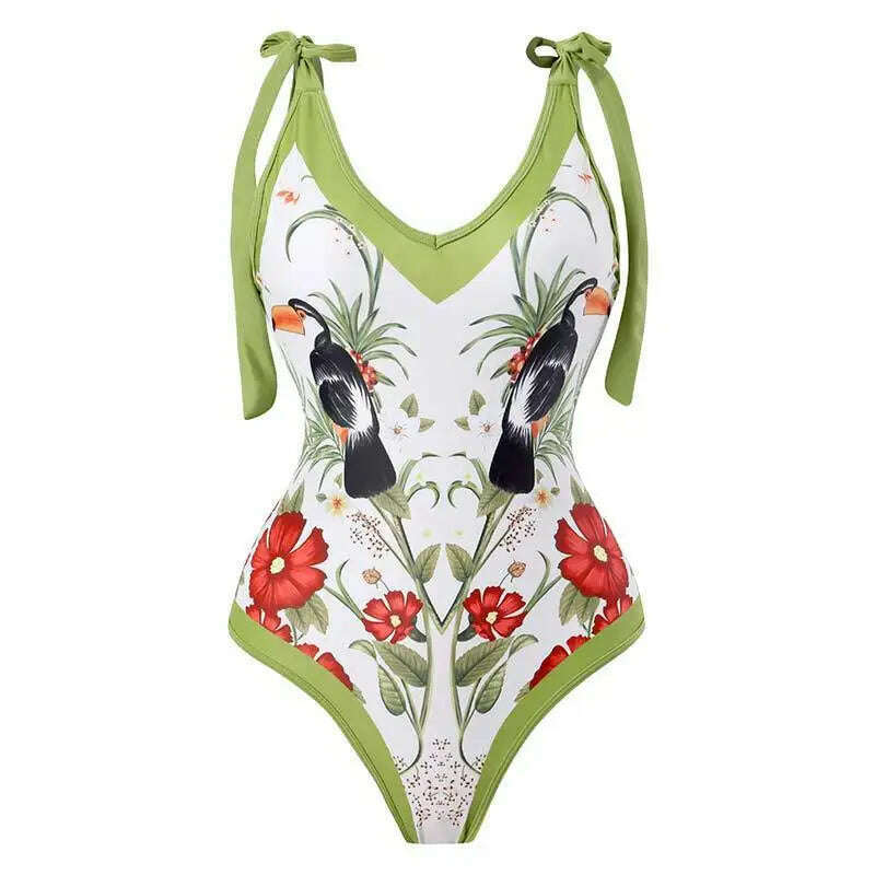 KIMLUD, 2024 New One Piece Swimsuit with Skirt Women Cover Up Swimwear Female Beachwear Dress Brazilian Beach Bathing Suit, KIMLUD Womens Clothes