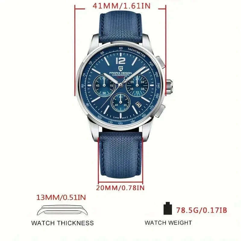 KIMLUD, 2024 New PAGANI DESIGN 41MM Multifunctional Men's Quartz Watch VK63 Sapphire Glass Chronograph 10Bar Waterproof Luminous Watch, KIMLUD Womens Clothes