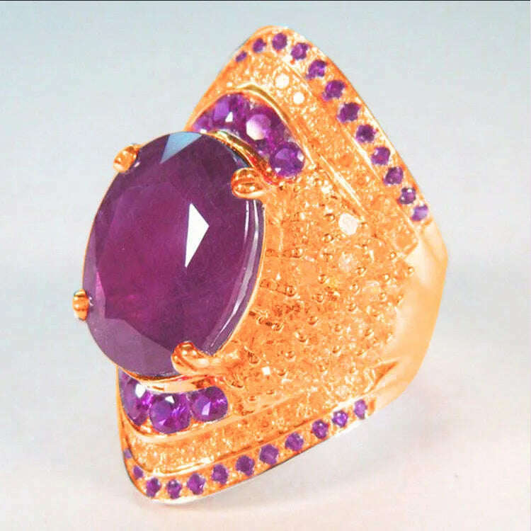 KIMLUD, 2024 New Red Corundum Ring Women's Super Large Zircon Light Luxury Fashion Party Jewelry Dove Egg Shiny Wholesale, 8 / CR213 1, KIMLUD APPAREL - Womens Clothes