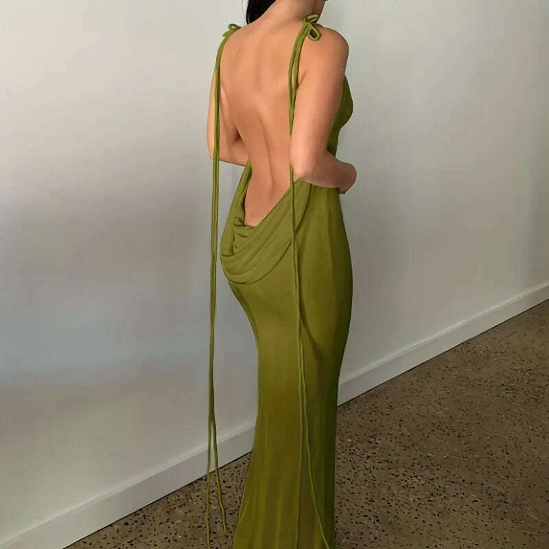 KIMLUD, 2024 New Summer Fashion Sexy Strapless Hang Neck Temperament Dress, KIMLUD Womens Clothes