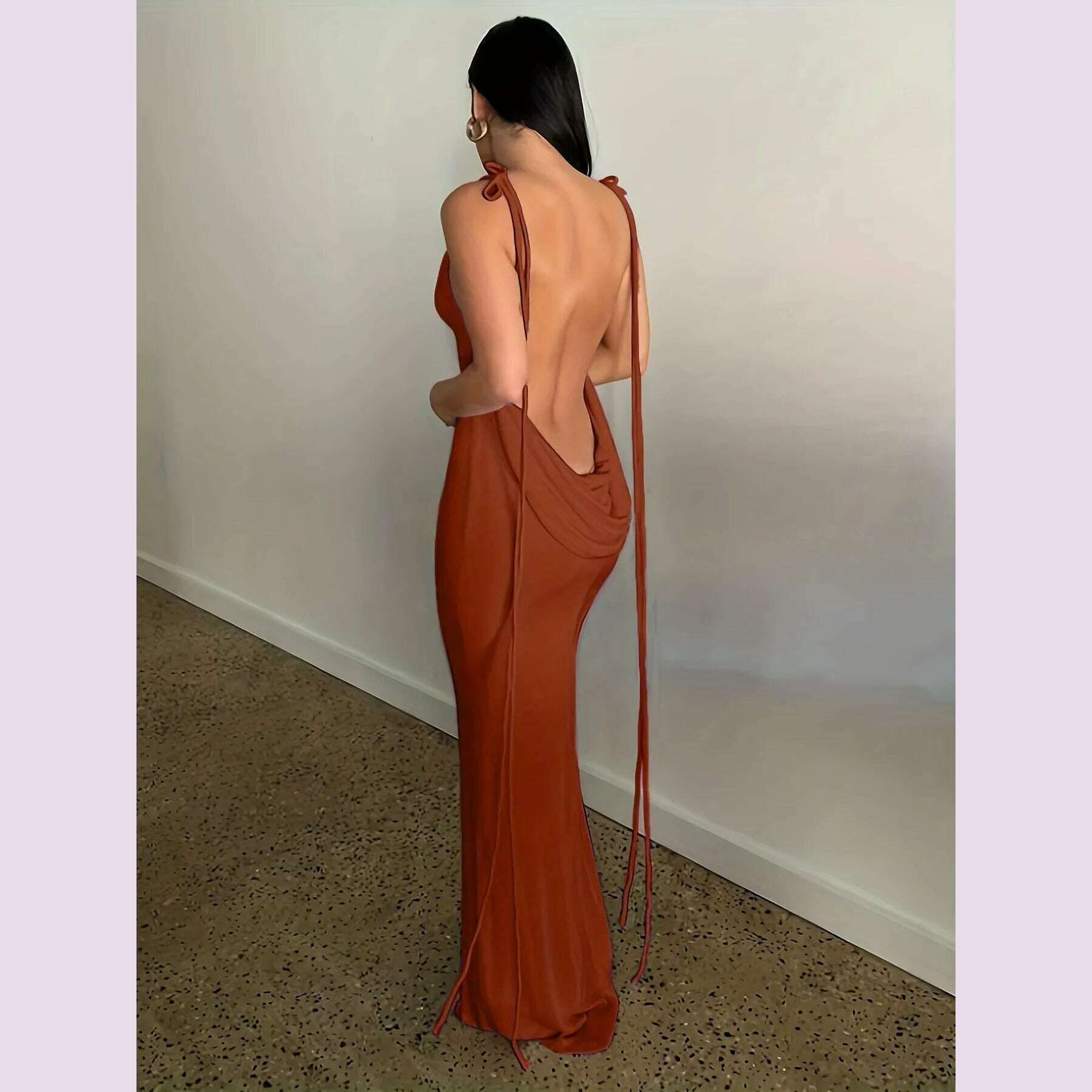 KIMLUD, 2024 New Summer Fashion Sexy Strapless Hang Neck Temperament Dress, KIMLUD Womens Clothes