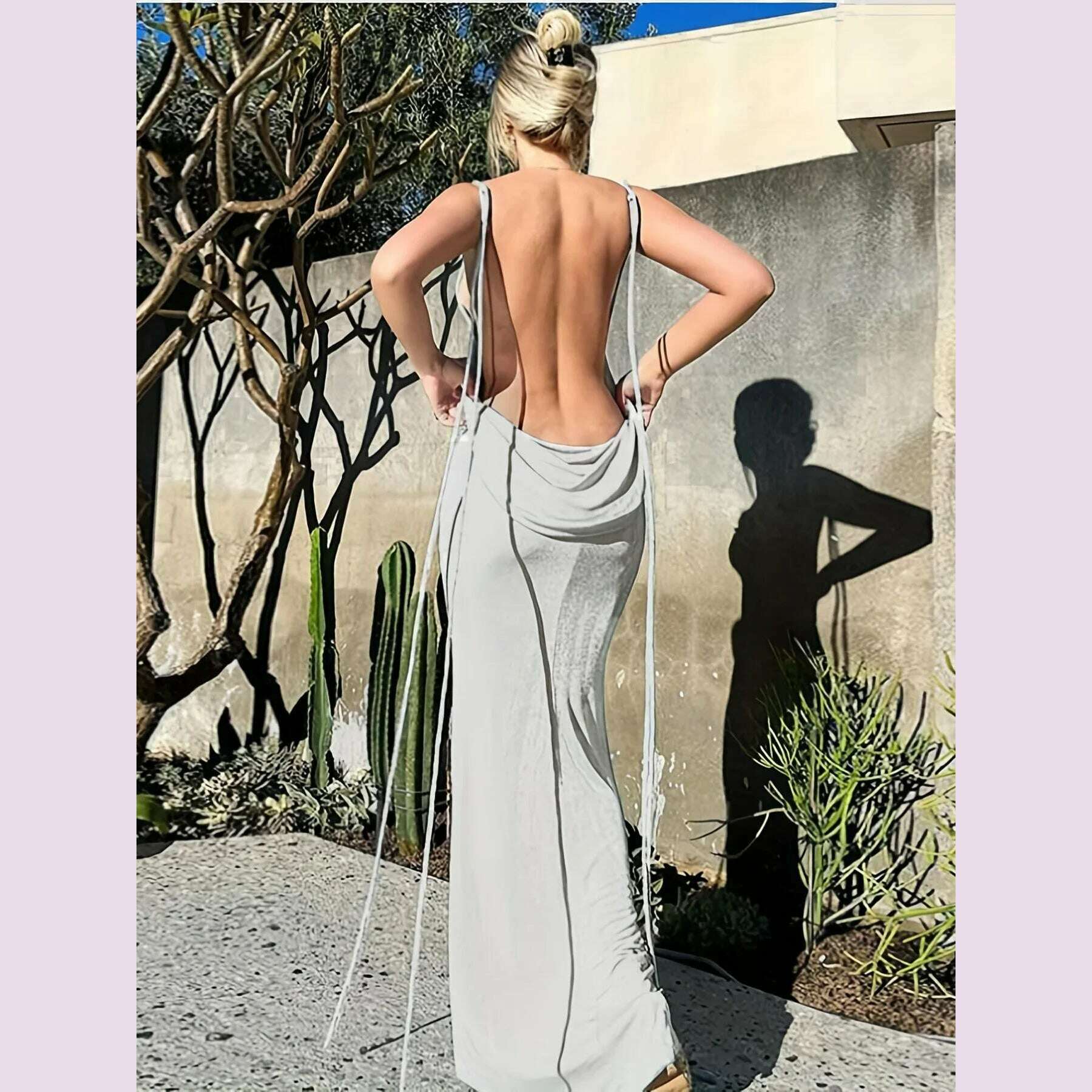 KIMLUD, 2024 New Summer Fashion Sexy Strapless Hang Neck Temperament Dress, KIMLUD Womens Clothes