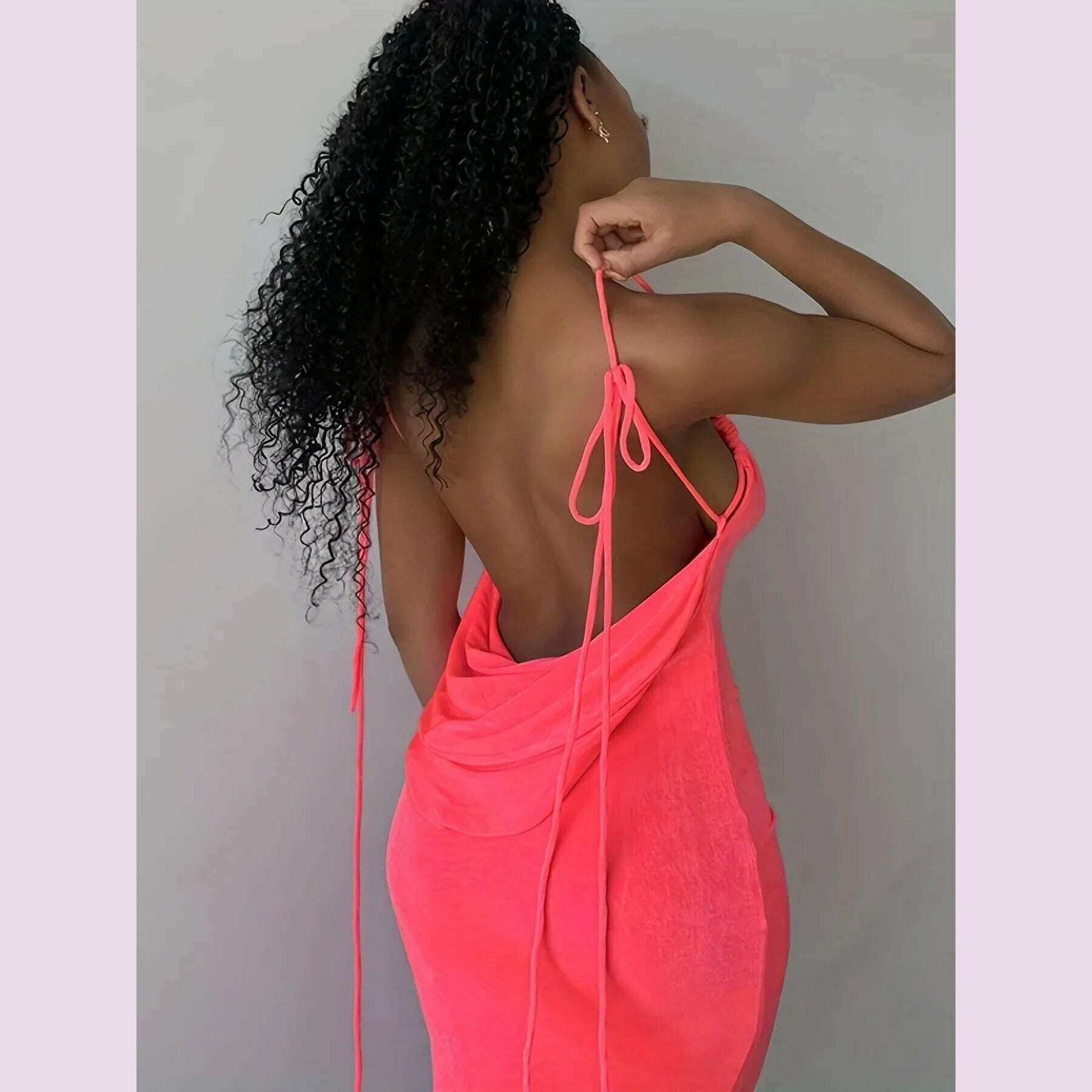 KIMLUD, 2024 New Summer Fashion Sexy Strapless Hang Neck Temperament Dress, KIMLUD Womens Clothes