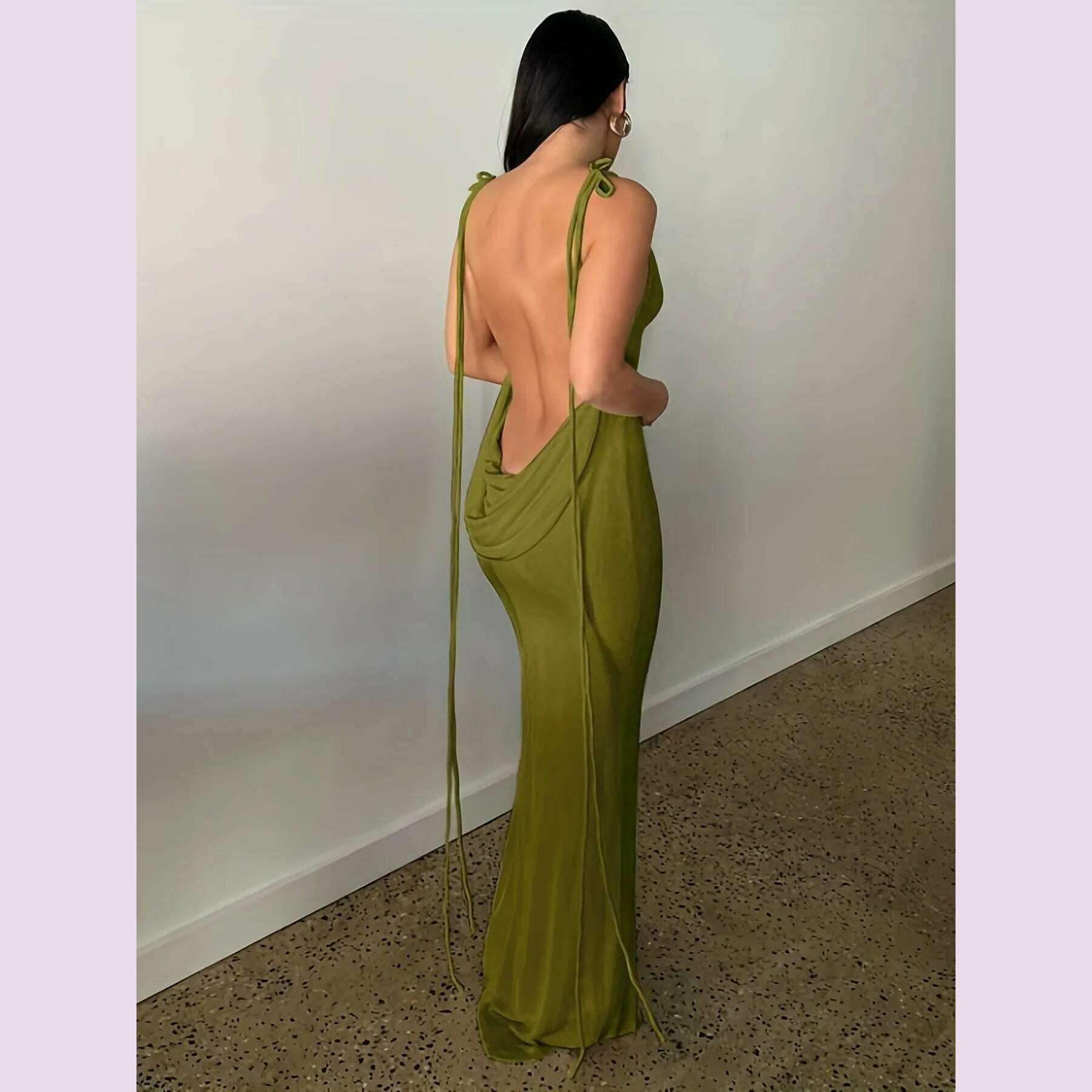 KIMLUD, 2024 New Summer Fashion Sexy Strapless Hang Neck Temperament Dress, KIMLUD Womens Clothes