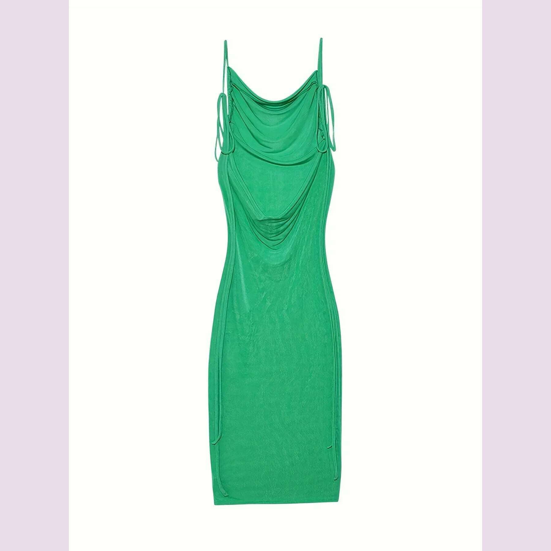 KIMLUD, 2024 New Summer Fashion Sexy Strapless Hang Neck Temperament Dress, Green / S, KIMLUD APPAREL - Womens Clothes