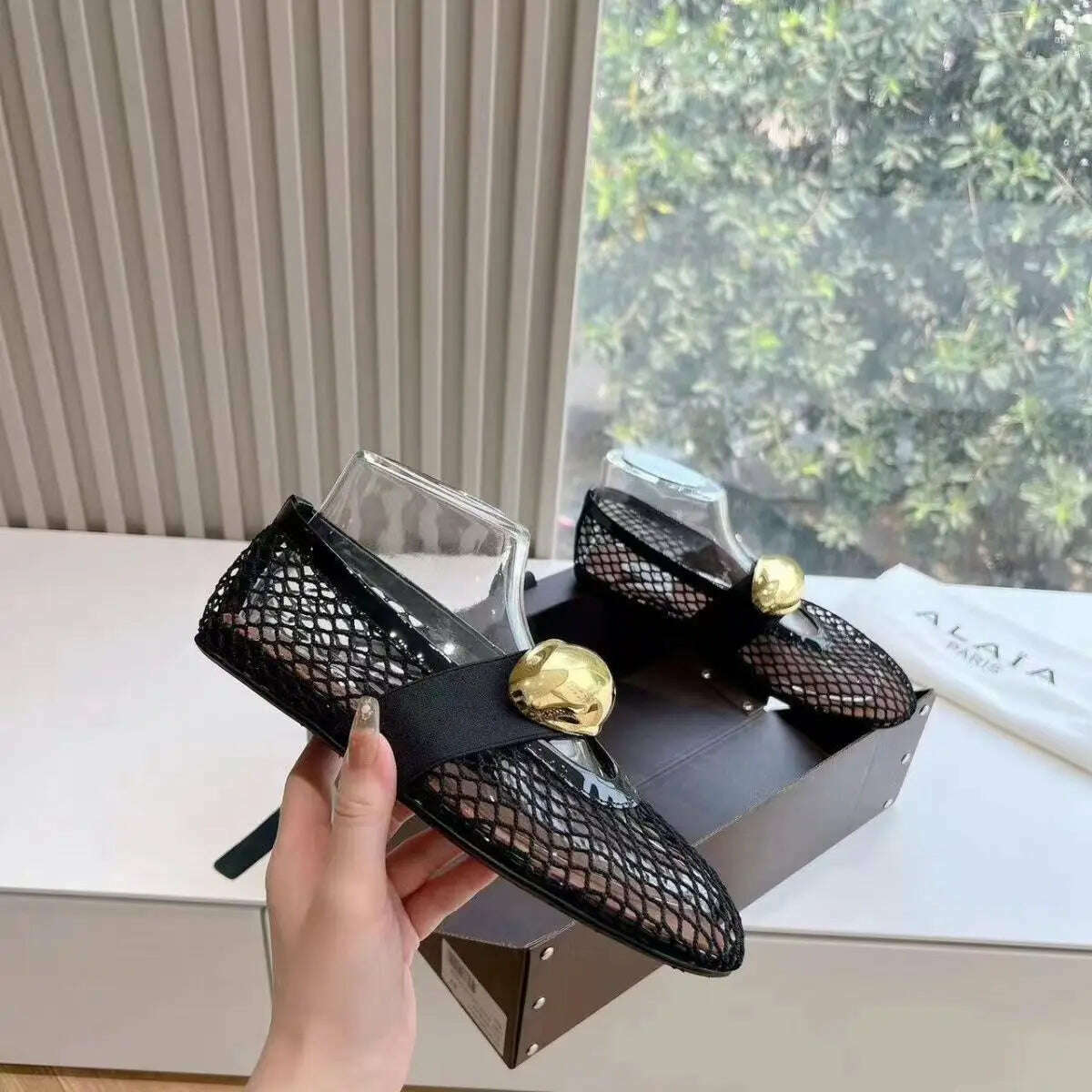 KIMLUD, 2024 New Women Ballet Flats Hollow Out Mesh Walking Loafers Ladies Mary Janes Round Toe Dance Shoes Espadrilles Summer Sandals, KIMLUD Womens Clothes